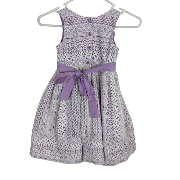 Jona Michelle Purple White Lace Tie Dress Sleeveless Girls 6 - Picture 4 of 4